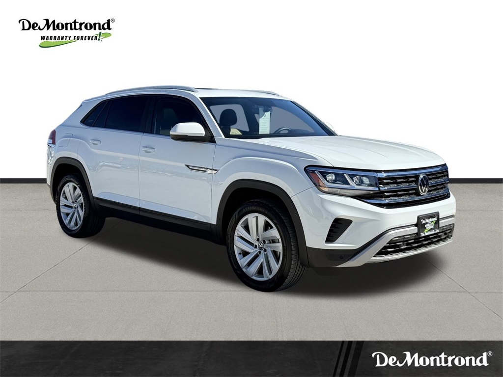 2021 Volkswagen Atlas Cross Sport 2.0T SE w/Technology White at DeMontrond Auto Country