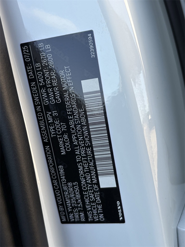 2026 Volvo XC60 B5 Core White at DeMontrond Automotive Group