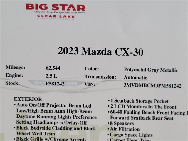 2023 Mazda CX-30 2.5 S Carbon Edition Gray at DeMontrond Mazda