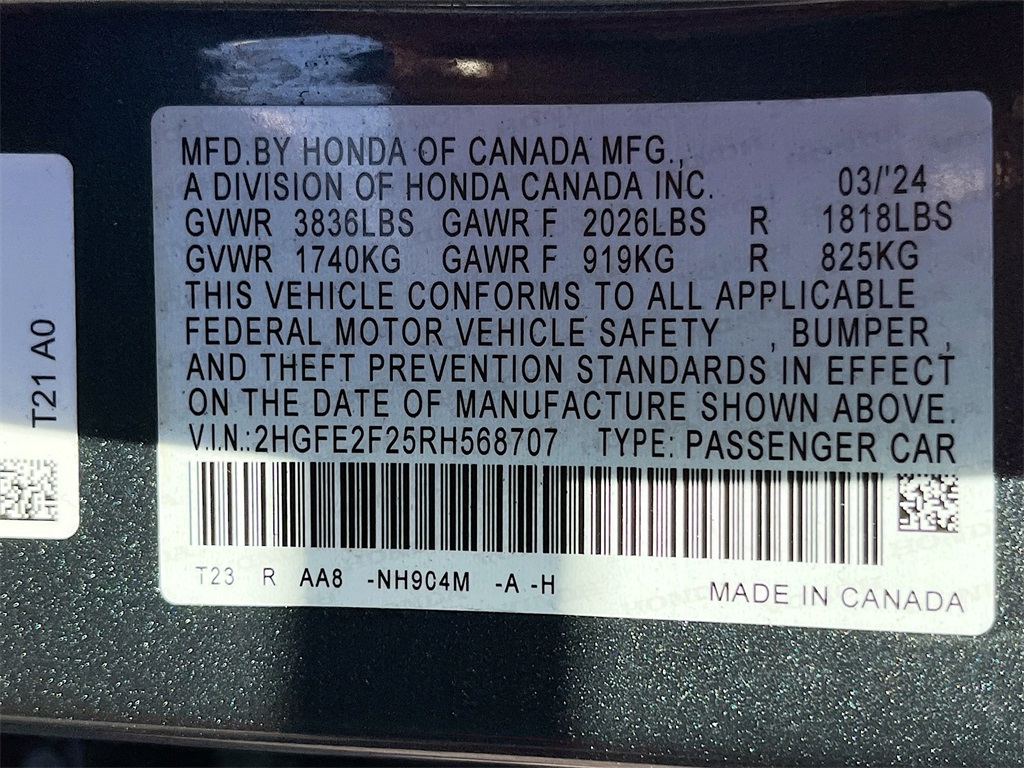 2024 Honda Civic LX Gray at Monument Chevrolet