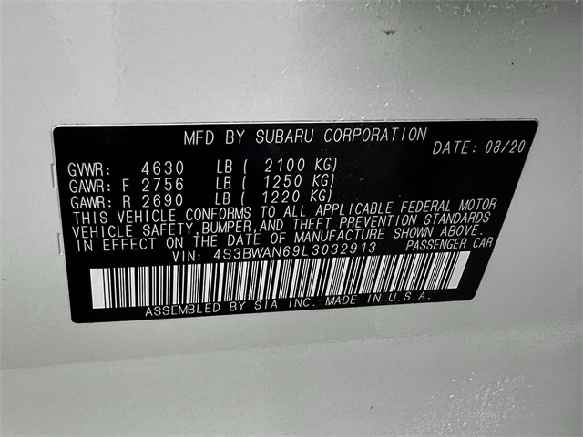 2020 Subaru Legacy Limited White at Emmons Autoplex