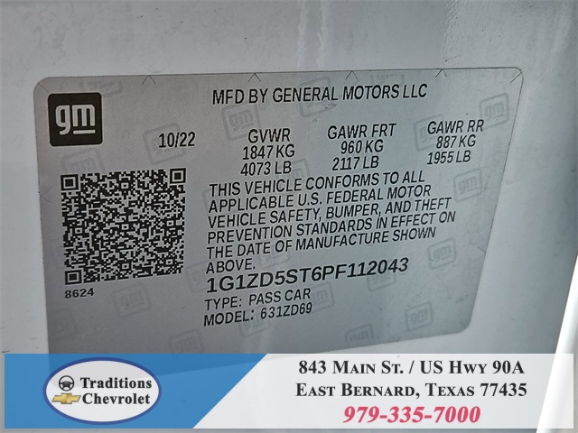 2023 Chevrolet Malibu LT White at Emmons Autoplex