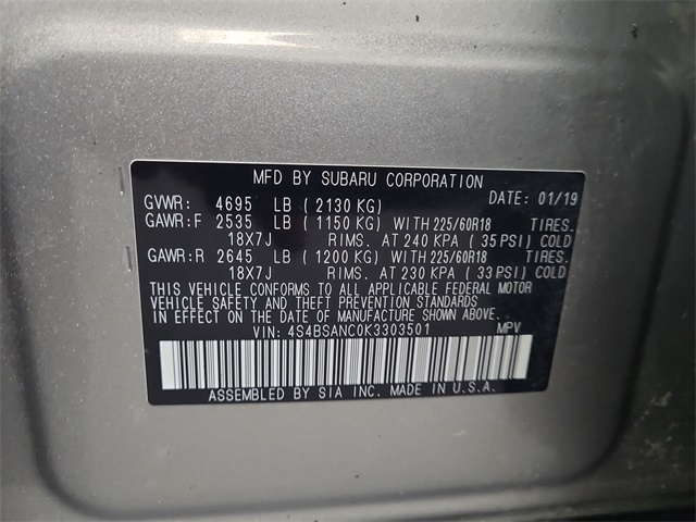2019 – Subaru – Outback