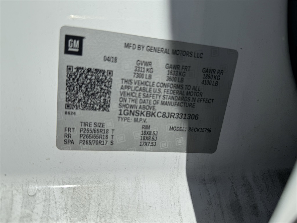 2018 Chevrolet Tahoe LT White at Bayway Chrysler Dodge Jeep Ram