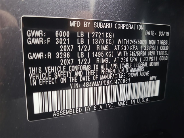 2019 – Subaru – Ascent