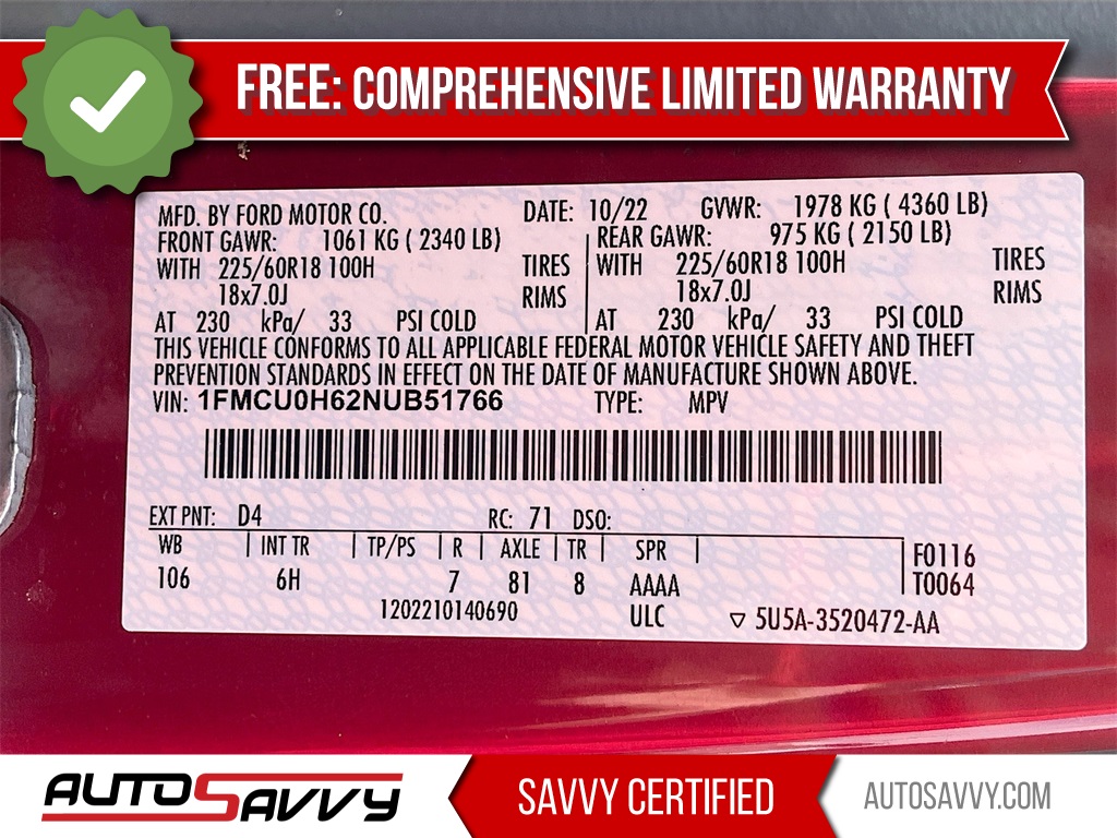 2022 Ford Escape SEL Red at Bayshore Chrysler Jeep Dodge Ram