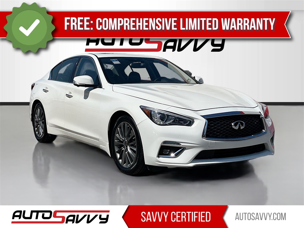 2023 INFINITI Q50 LUXE White at AutoSavvy Houston Southwest