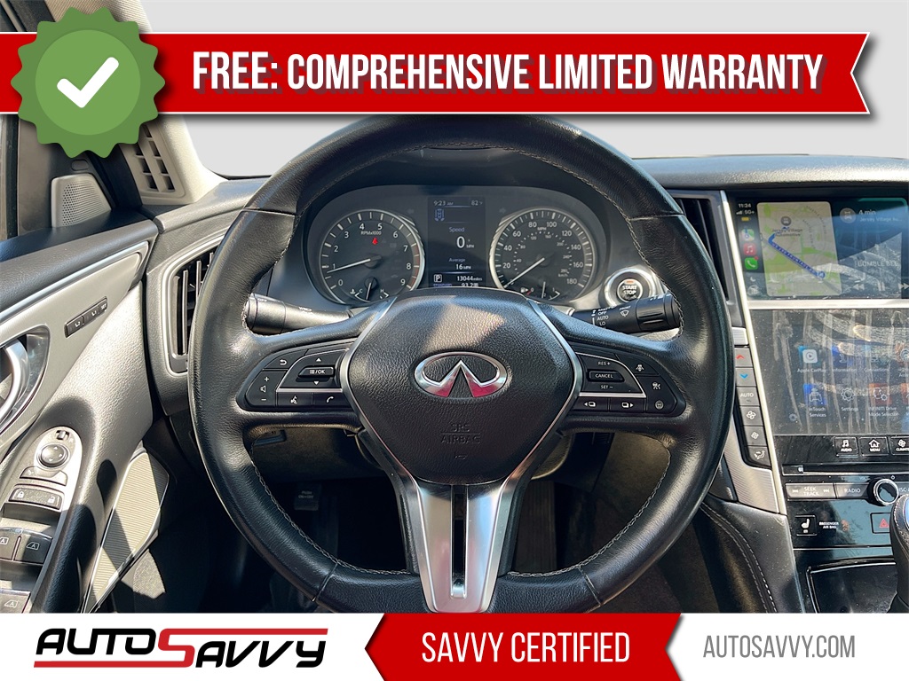 2023 INFINITI Q50 LUXE White at AutoSavvy Houston Southwest