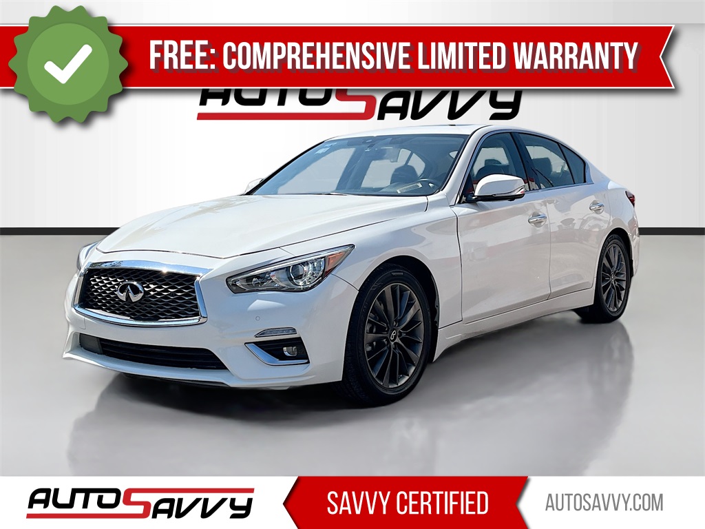 2023 INFINITI Q50 LUXE White at AutoSavvy Houston Southwest