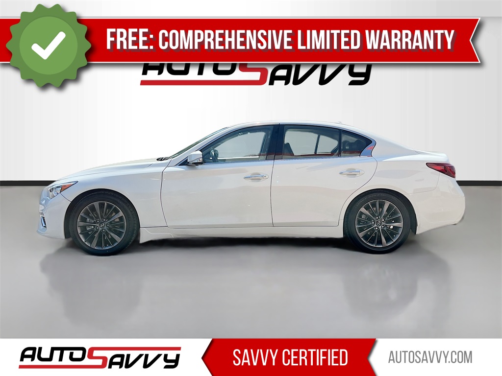 2023 INFINITI Q50 LUXE White at AutoSavvy Houston Southwest