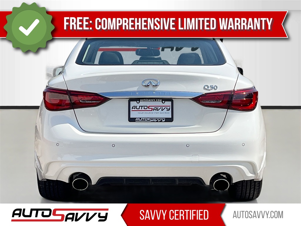 2023 INFINITI Q50 LUXE White at AutoSavvy Houston Southwest