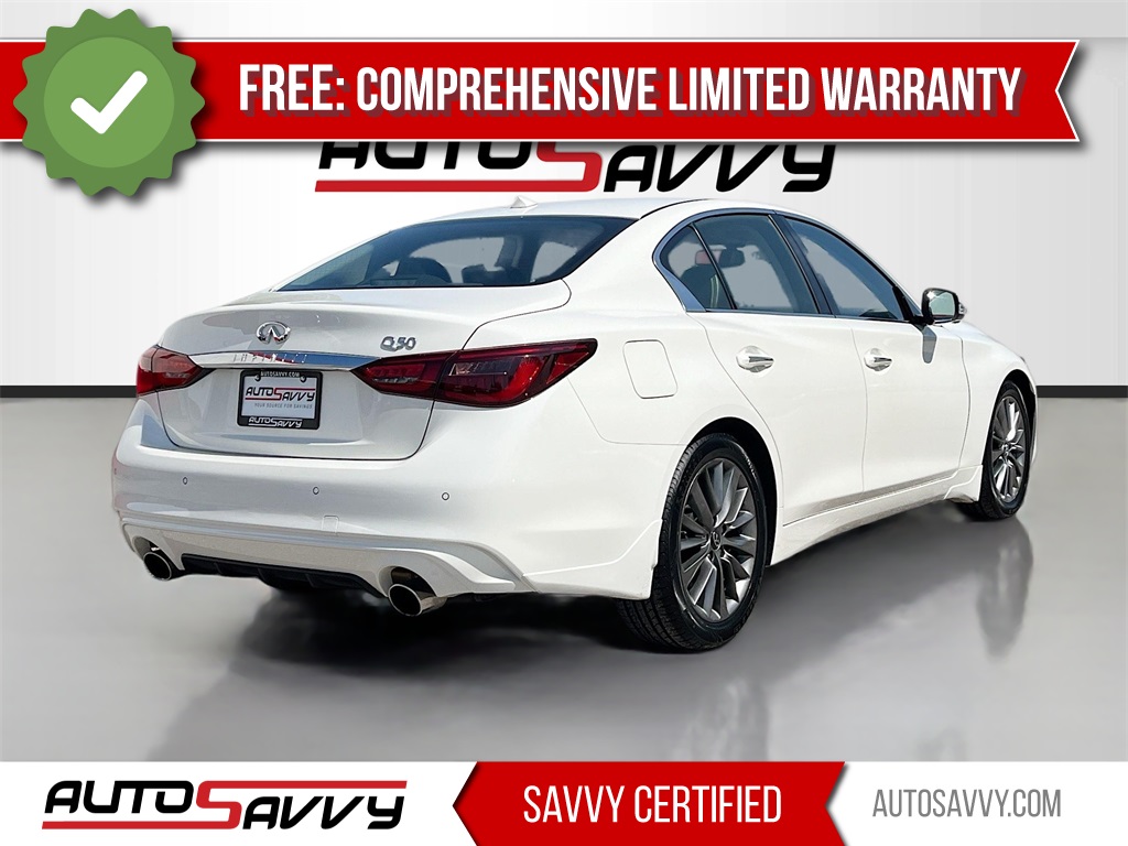 2023 INFINITI Q50 LUXE White at AutoSavvy Houston Southwest
