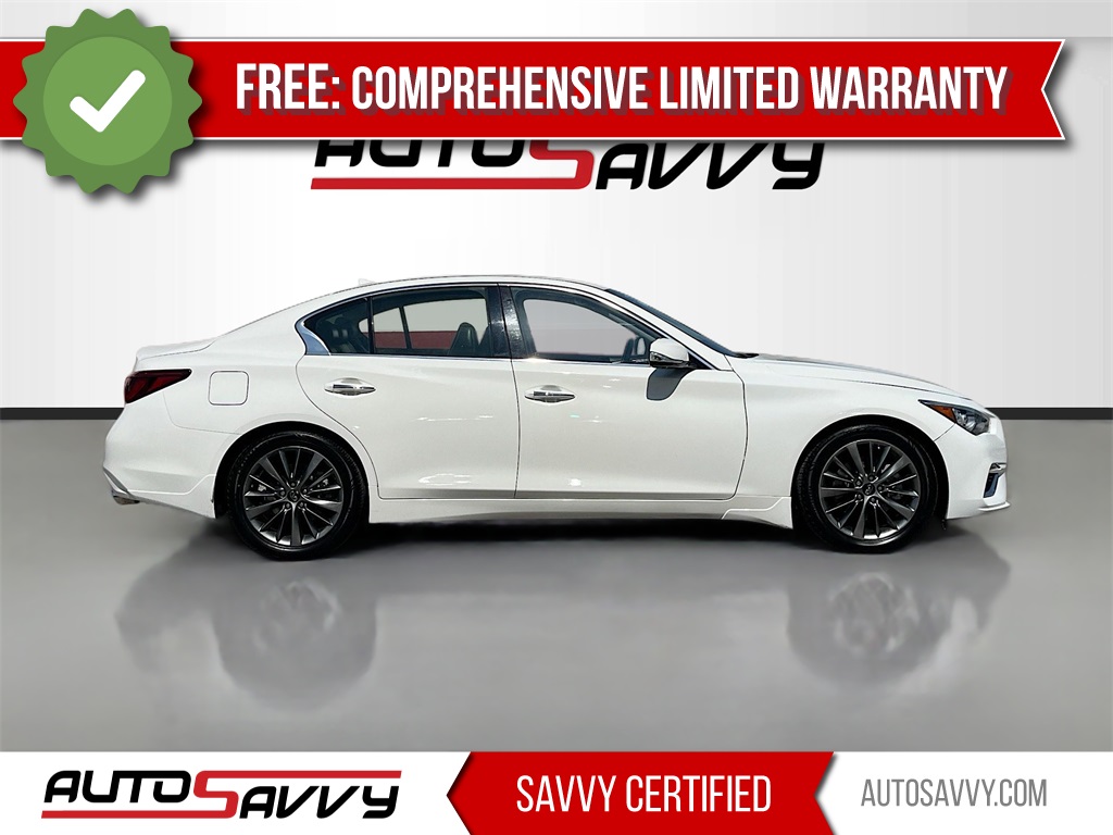 2023 INFINITI Q50 LUXE White at AutoSavvy Houston Southwest