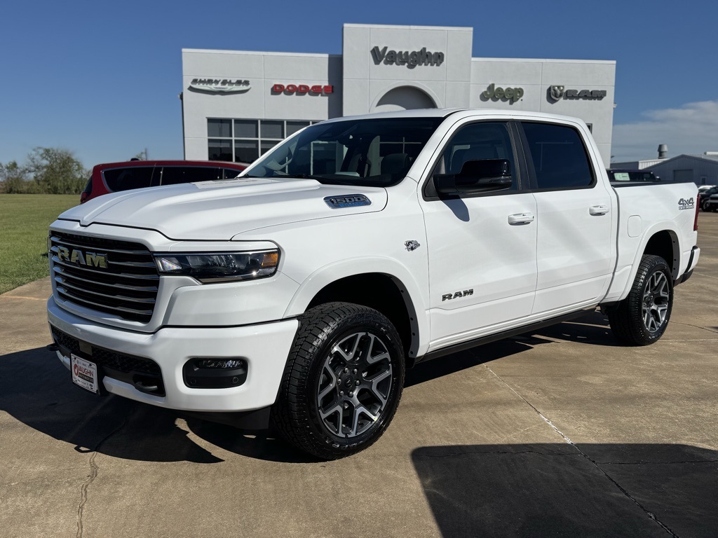 Bright White Clearcoat 2026 RAM 1500 Laramie Crew Cab 4WD Pickup Truck Four-Wheel Drive Automatic