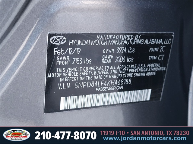 Used Car 2019 Hyundai Elantra  Sel For Sale Under $12,000 In San Antonio, Texas
