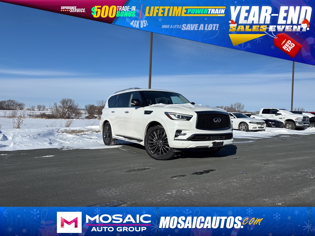 Used 2021 INFINITI QX80 PREMIUM SELECT 4WD with VIN JN8AZ2AE2M9267033 for sale in Zumbrota, Minnesota