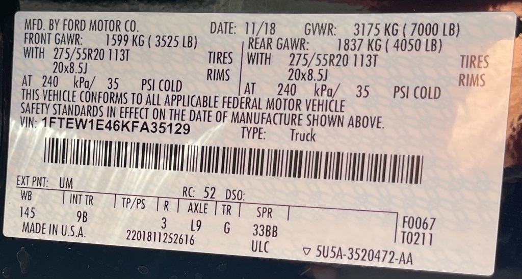 2019 Ford F-150 Platinum Black at Autostrade