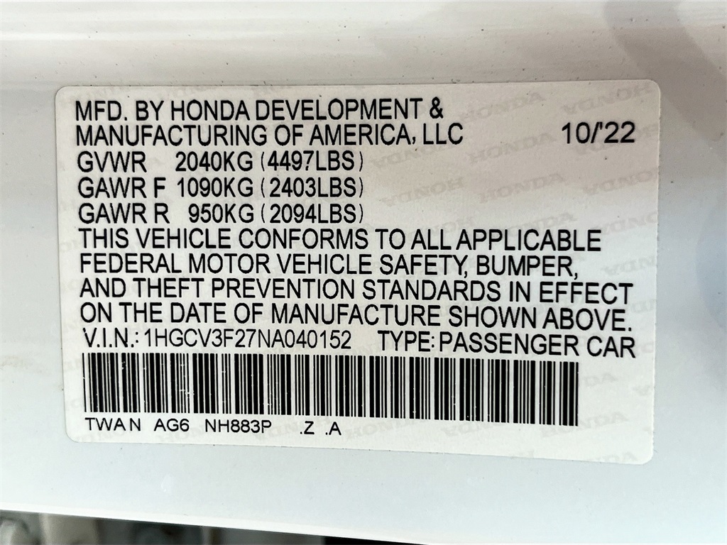 2022 Honda Accord Hybrid Sport White at Durrett Motor Company