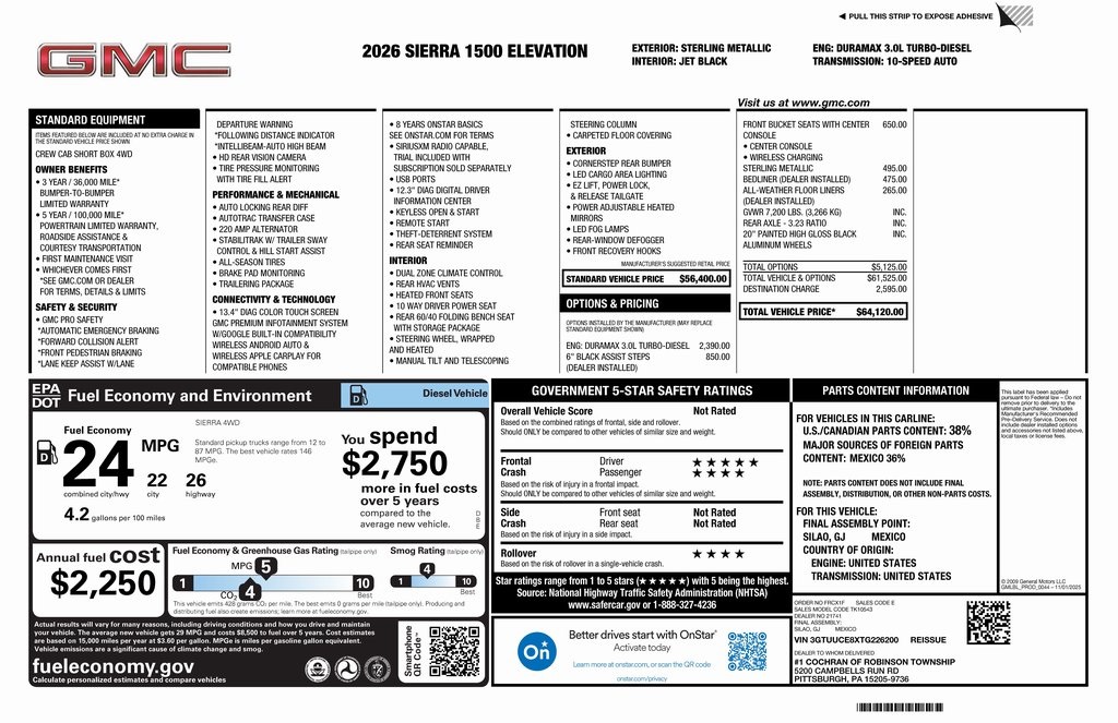 2026 GMC Sierra 1500 Elevation Crew Cab 4WD