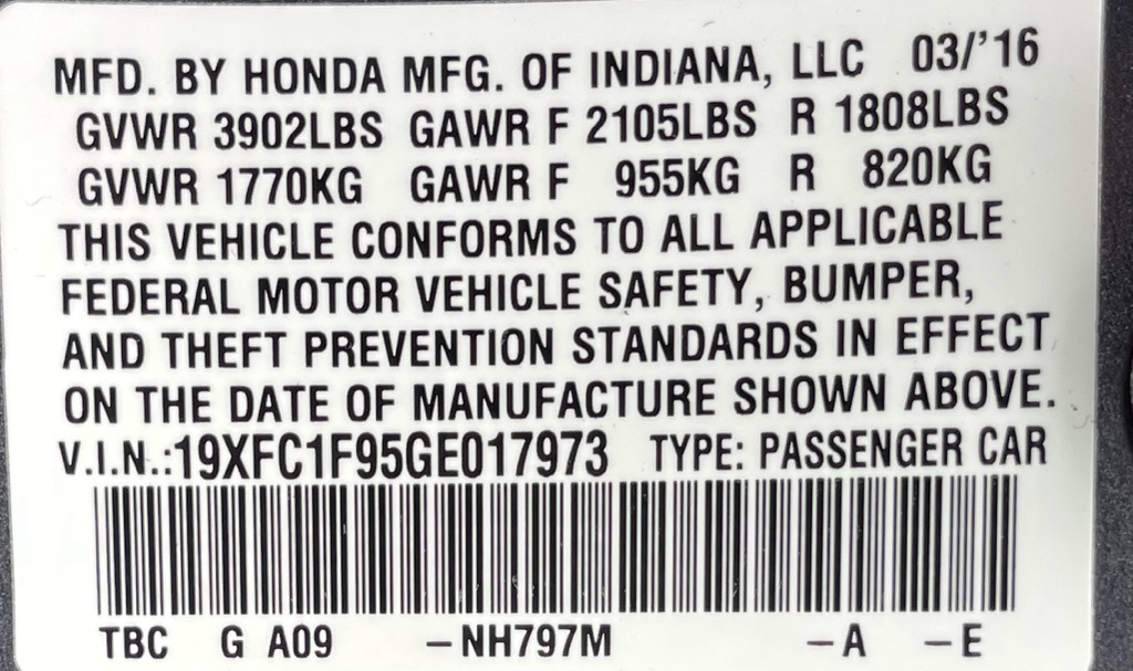 2016 Honda Civic Touring Gray at Bravo Nissan