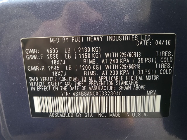 2016 – Subaru – Outback