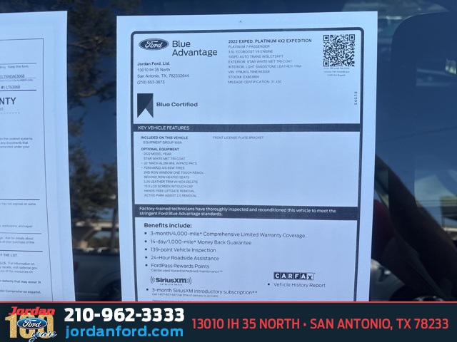 Used Car 2022 Ford Expedition Max  Platinum For Sale Under $60,000 In San Antonio, Texas