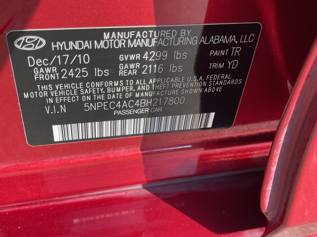 2011 Hyundai Sonata Limited Red at Parkway Family Mazda