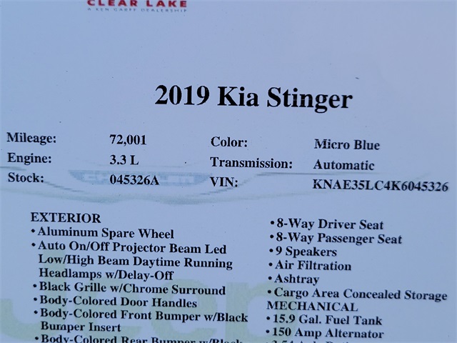 2019 Kia Stinger GT Blue at Community Toyota