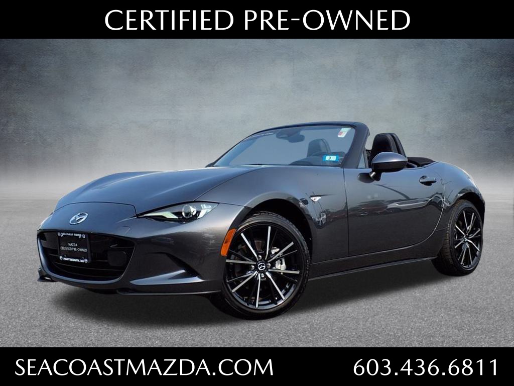 Machine Gray Metallic 2024 Mazda MX-5 Miata Grand Touring RWD Convertible Rear-Wheel Drive 6-Speed Automatic