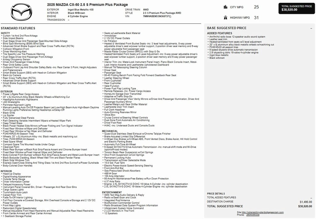 2025 Mazda CX-50 2.5 S Premium Plus AWD