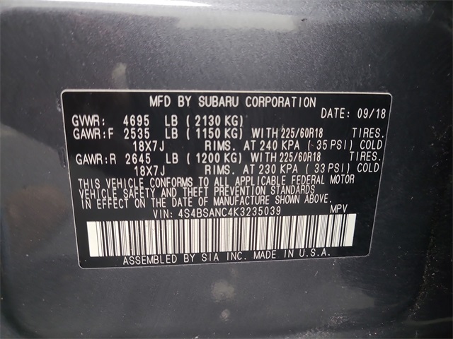 2019 – Subaru – Outback