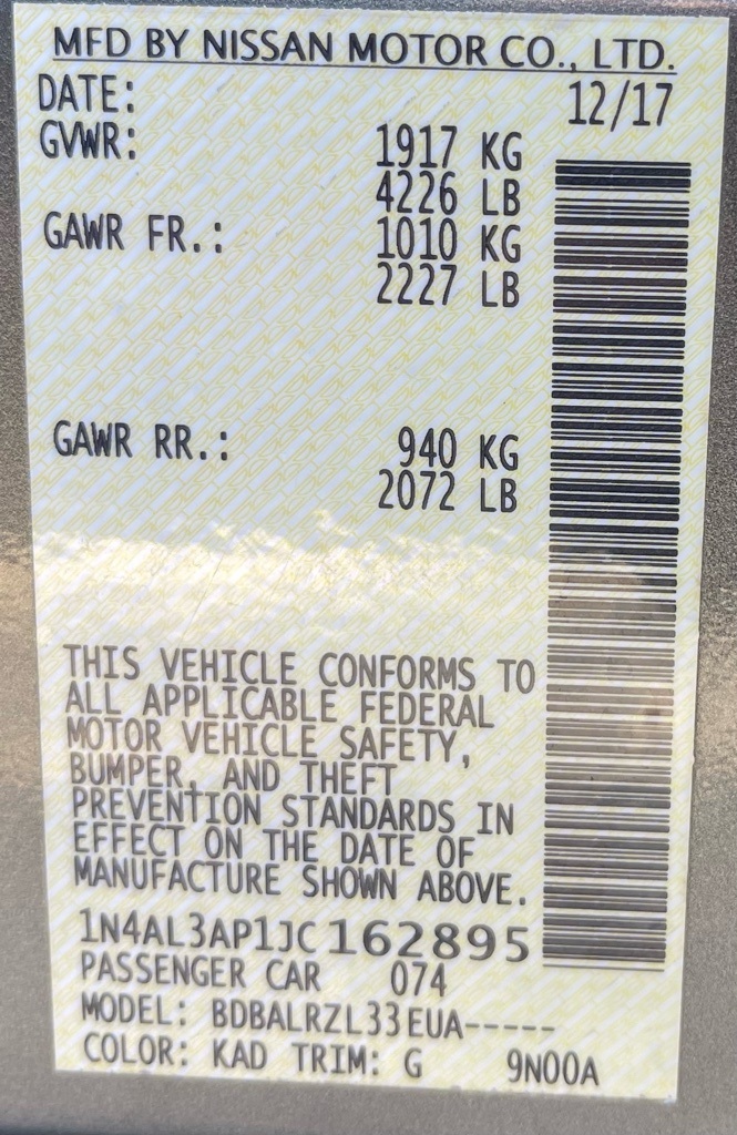 2018 Nissan Altima 2.5 SL Gray at Emmons Autoplex