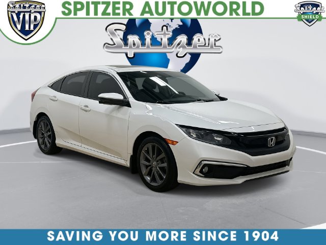 Platinum White Pearl 2019 Honda Civic Sedan Front-Wheel Drive Continuously Variable Transmission