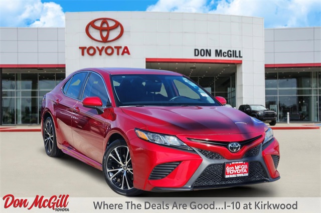 2020 Toyota Camry SE Red at DeMontrond Automotive Group