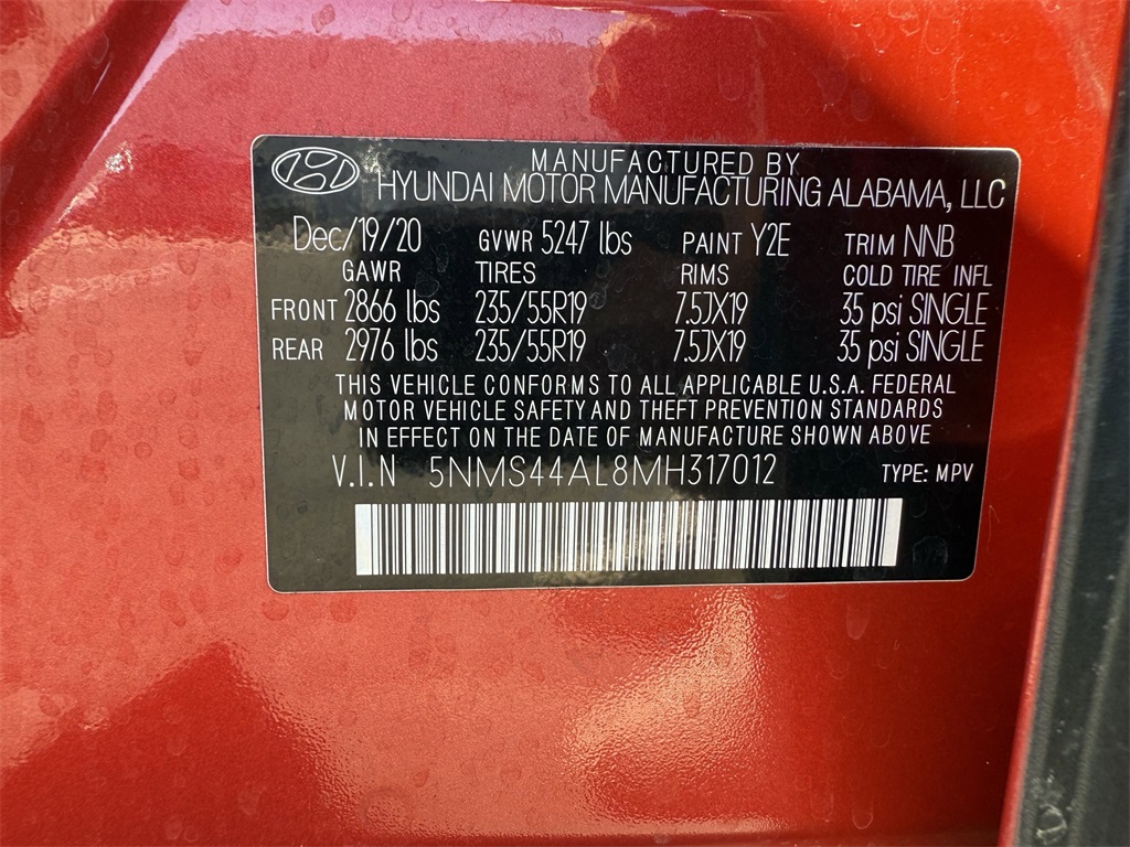 2021 Hyundai Santa Fe Limited Red at DeMontrond Gulf Freeway