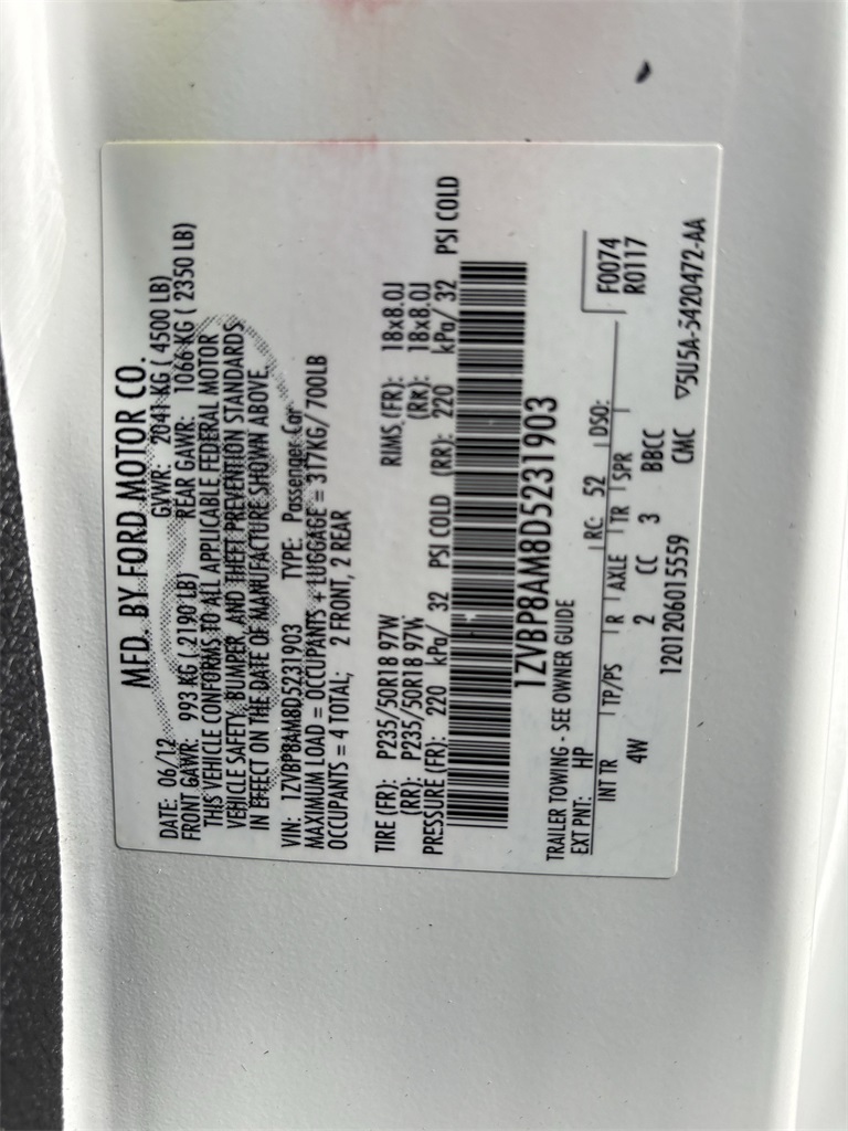 2013 Ford Mustang V6 Premium White at Emmons Autoplex