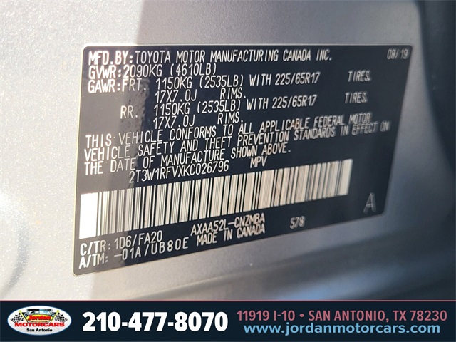 Used Car 2019 Toyota Rav4  Xle For Sale In San Antonio, Texas