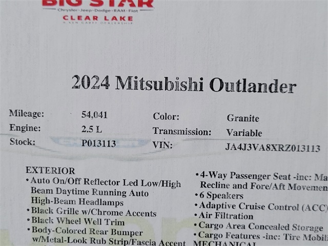 2024 Mitsubishi Outlander SE Black Edition Gray at Mac Haik CDJR North Houston