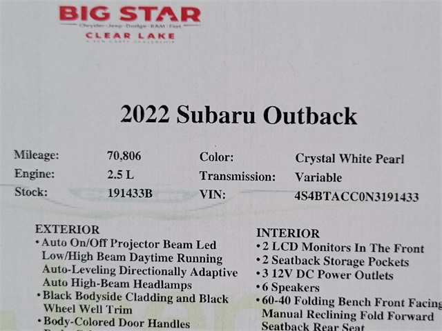 2022 Subaru Outback Premium White at AutoSavvy Houston Southwest