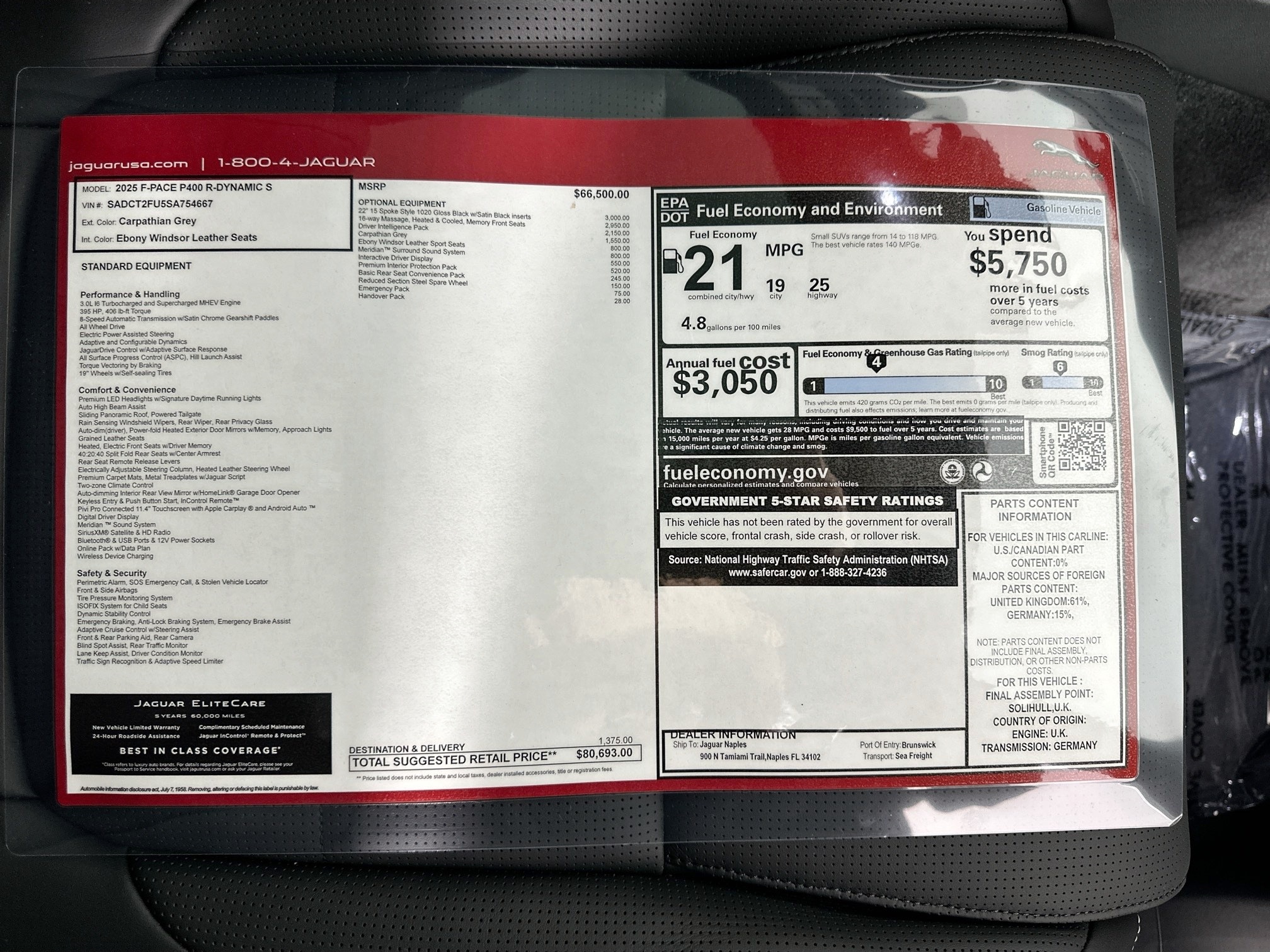 new 2025 Jaguar F-PACE car, priced at $80,693