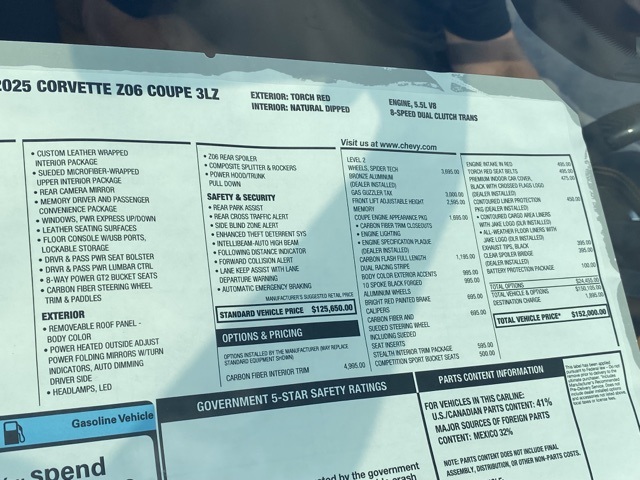 new 2025 Chevrolet Corvette car, priced at $133,321