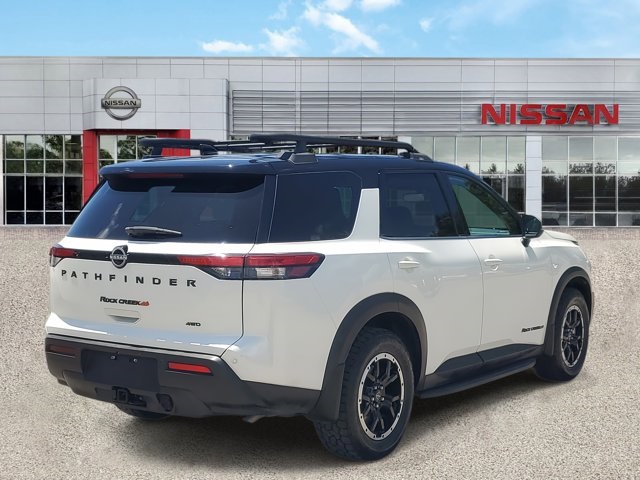 2023 Pearl White Tricoat/Super Black Nissan Pathfinder Rock Creek 4X4 SUV