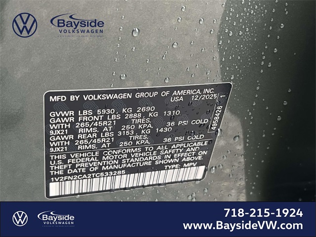 new 2026 Volkswagen Atlas car, priced at $56,992