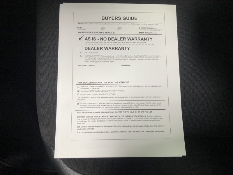 Used 2022 Honda Civic 4dr Car