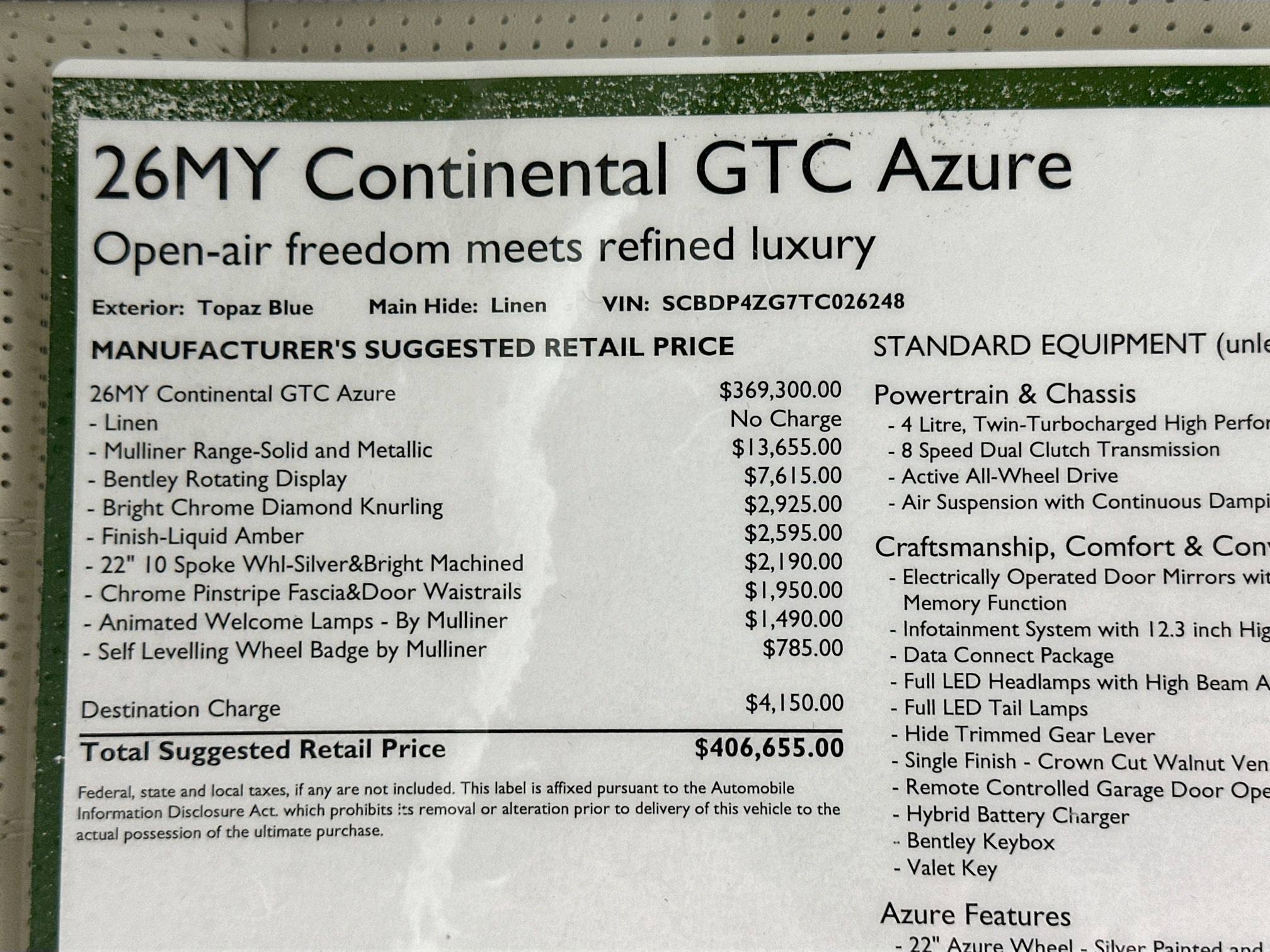 new 2026 Bentley Continental GTC car