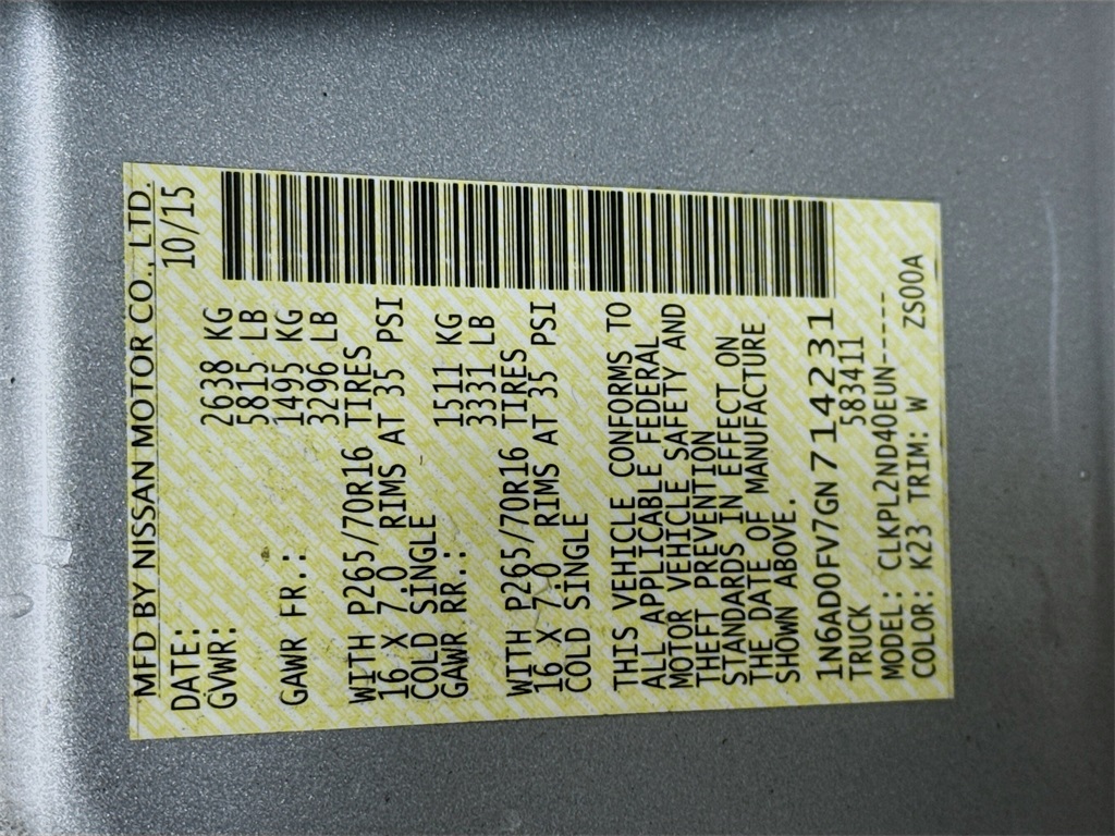 Photo of 2016 Nissan Frontier SV in Myrtle Beach, SC - 29,  2016 Nissan Frontier SV:3902Y