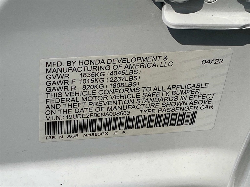 2022 Platinum White Pearl Acura ILX Premium and A-SPEC Packages FWD Sedan
