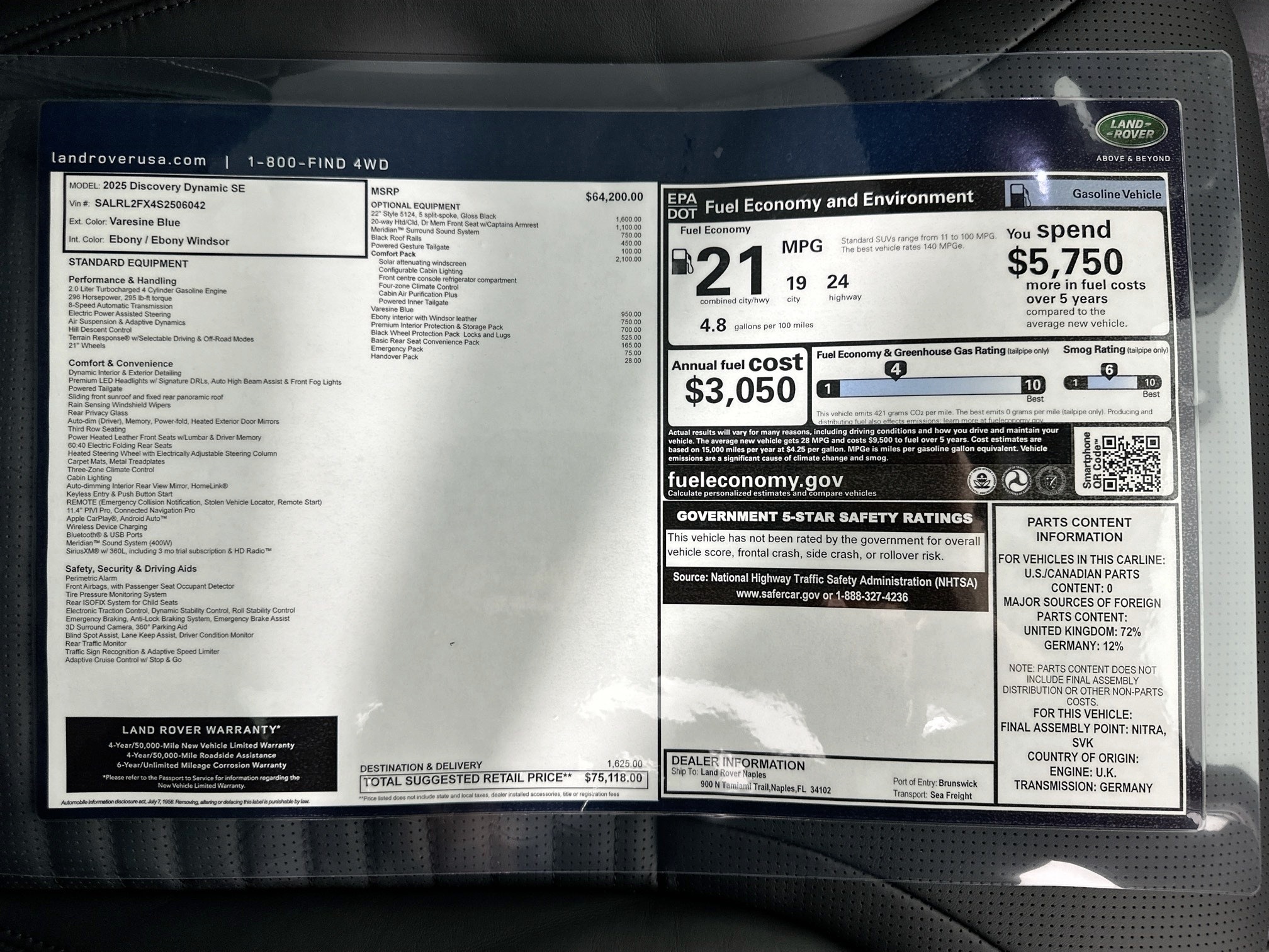 used 2025 Land Rover Discovery car, priced at $59,995