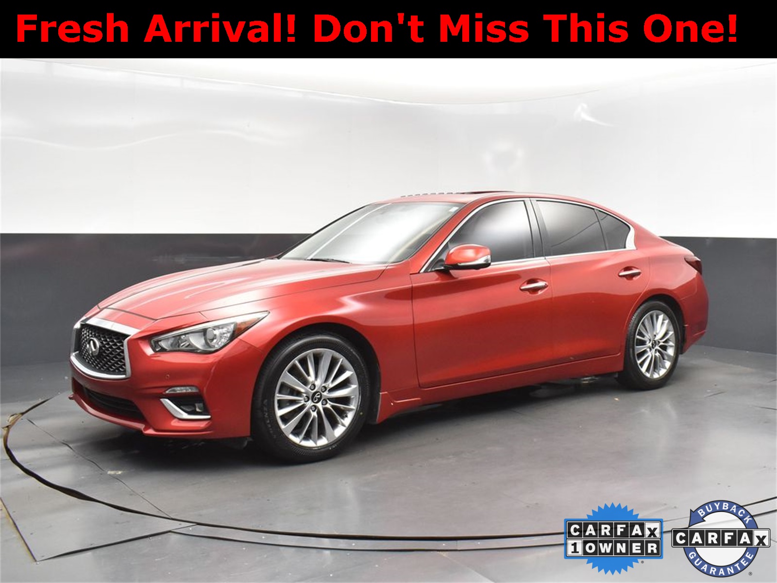 2021 Dynamic Sunstone Red INFINITI Q50 3.0t LUXE RWD Sedan