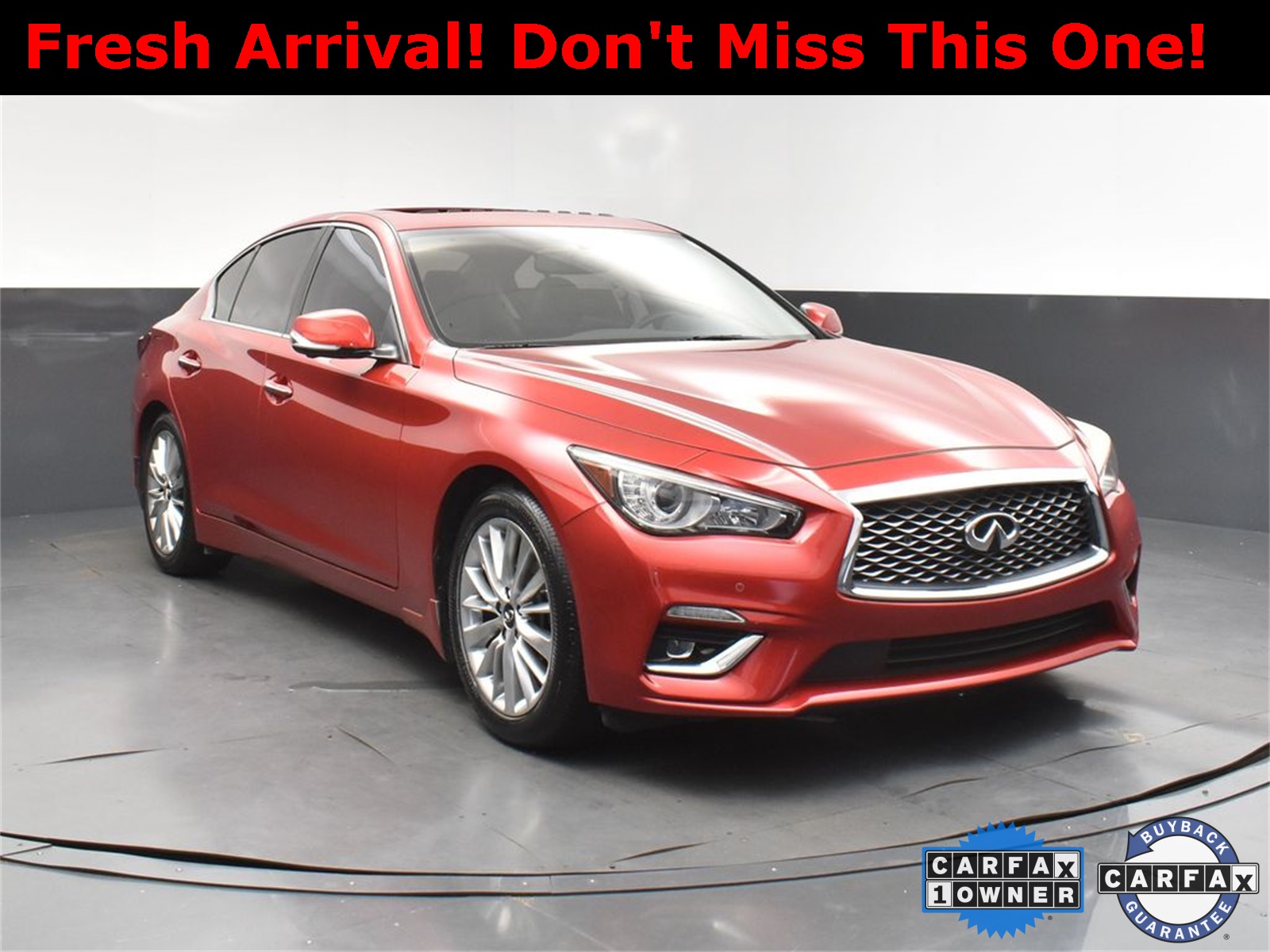 2021 Dynamic Sunstone Red INFINITI Q50 3.0t LUXE RWD Sedan